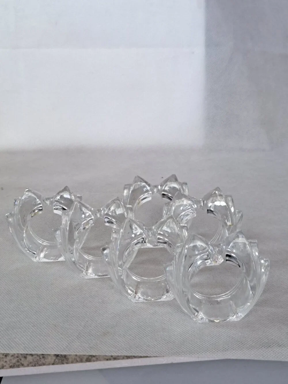 SPIEGELAU BELL’ARTE COLLECTION CRYSTAL BOW/BOWTIE MOTIF SIX MAPKIN RINGS NIB